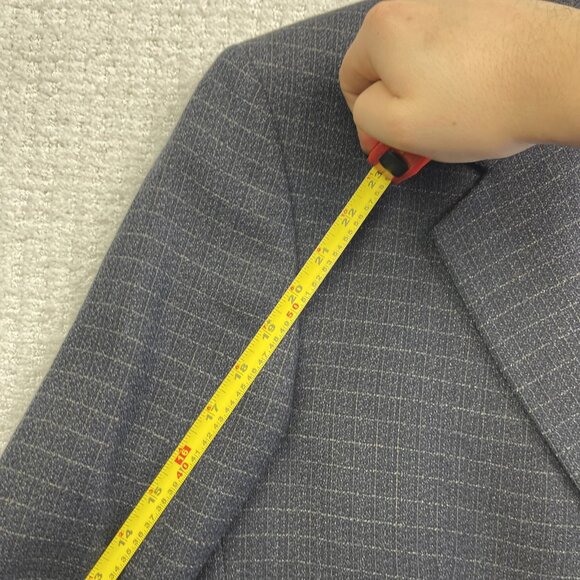 Bill Blass Sport Coat Mens 40R Dark Blue Microcheck Wool Tweed Blazer Formal - Picture 12 of 16